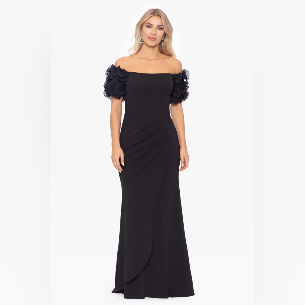 Xscape flower sleeves Off-Shoulder Dress